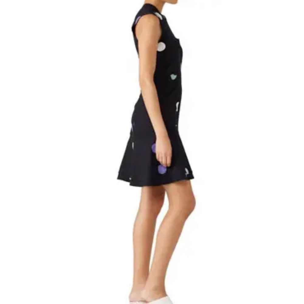 10 Crosby Derek Lam Black Mini Dress with Pastel Polka Dots - Picture 3 of 9
